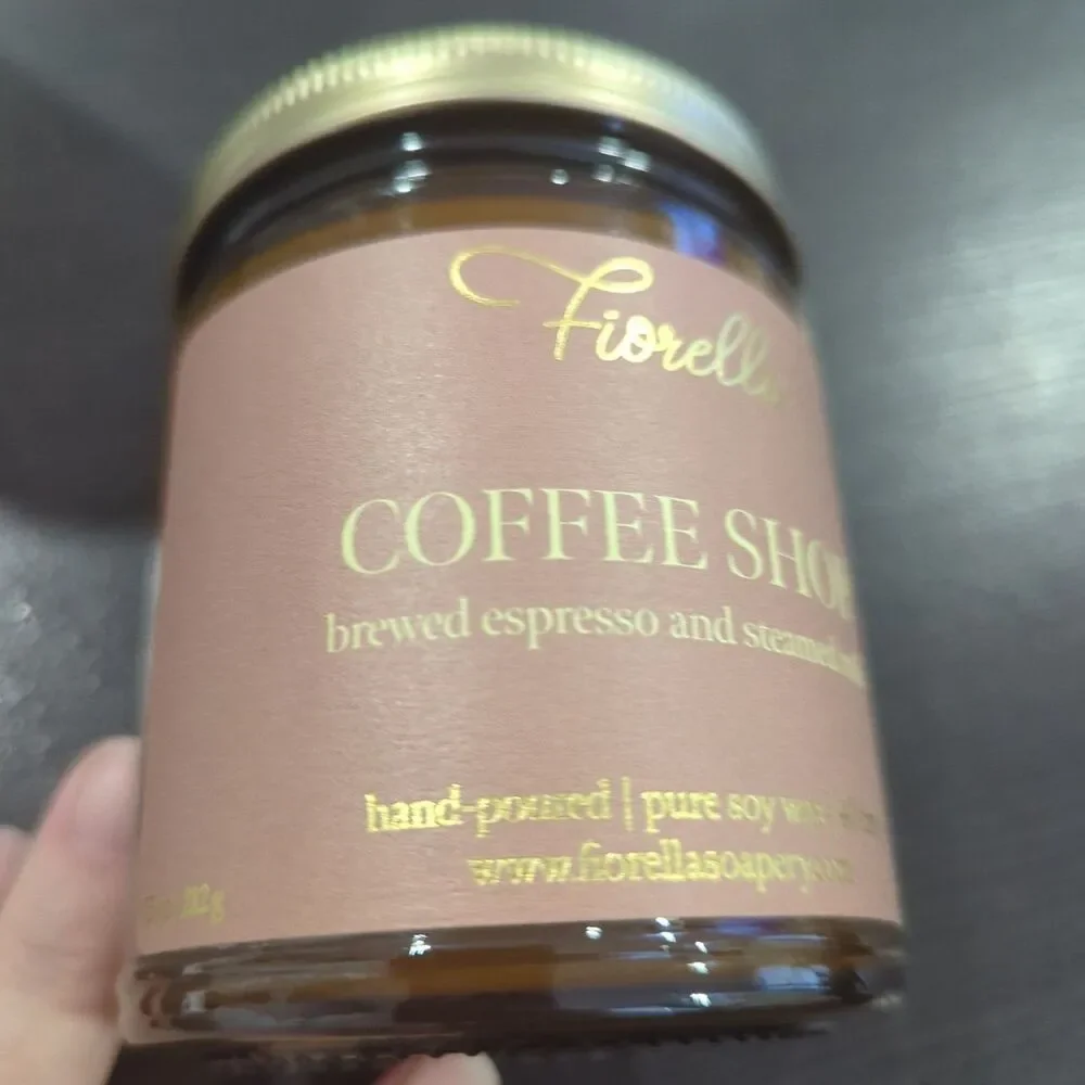 Fiorella Soy Candle Coffee Shop, Espresso And Steamed Milk Hand Poured Soy Wax